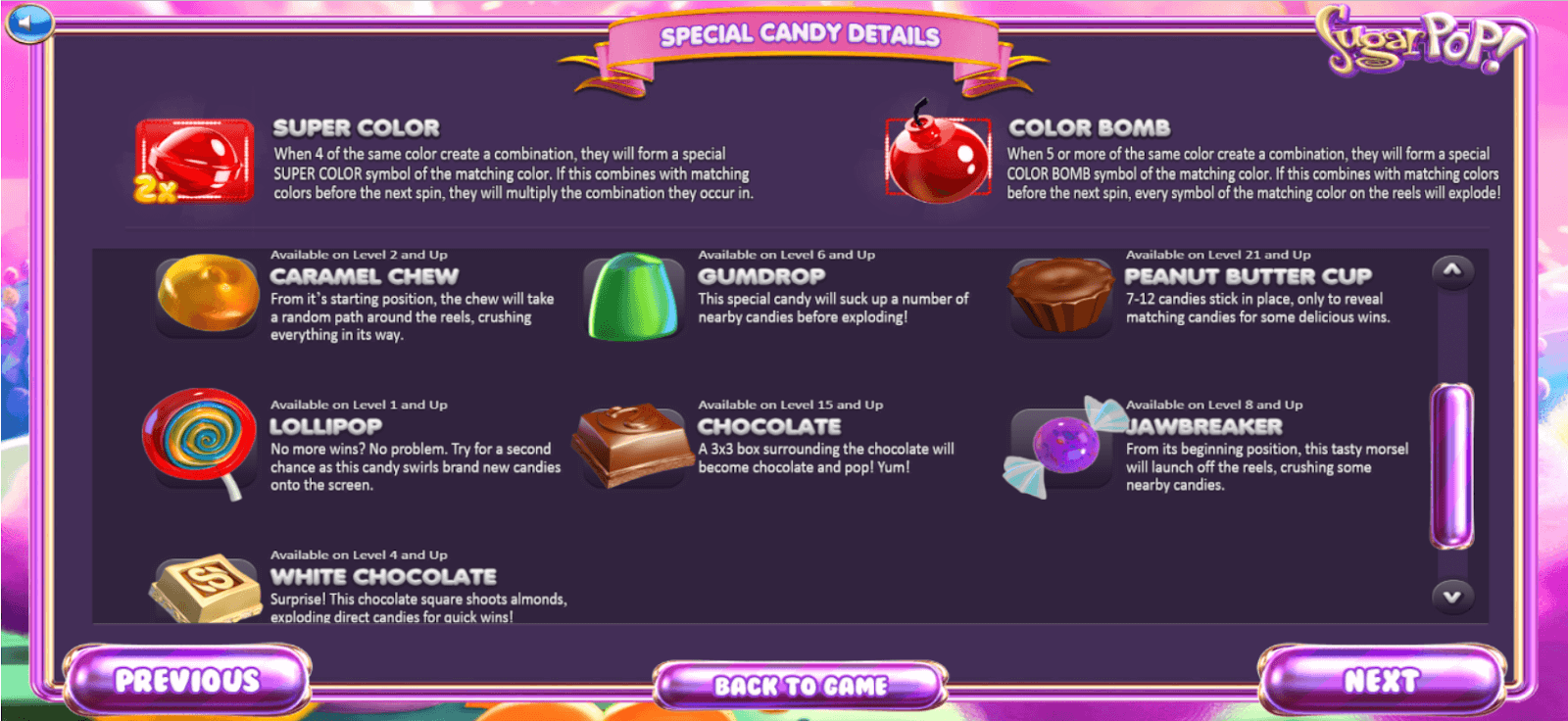 Sugar Pop Bonus